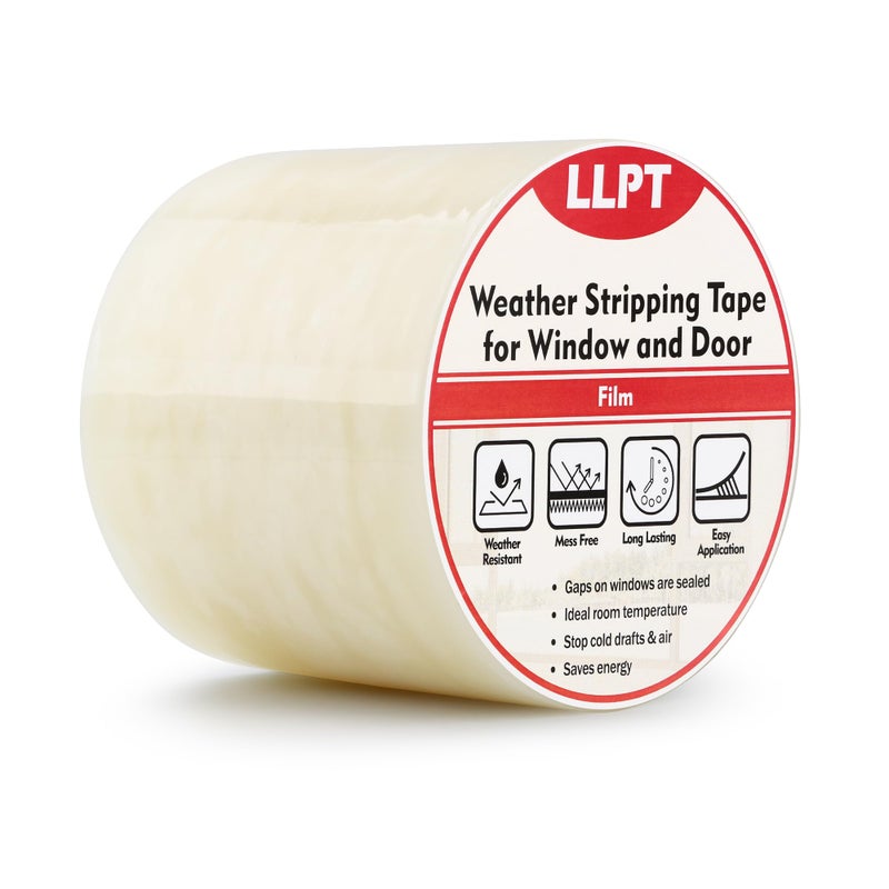 LLPT Transparent Weather Stripping Tape 4    x 108 Ft for Window and Door Ultra High Performance Weather Resistant Tape for Window Draft Insulation No Mess (WWT408) - Image 1